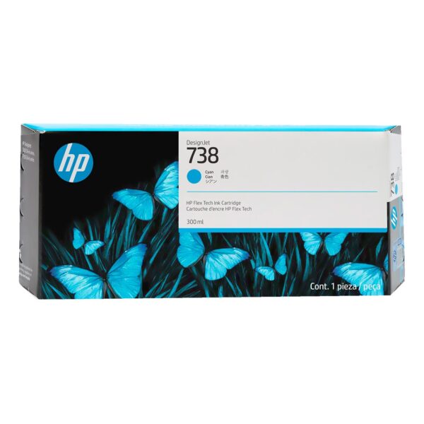 Cartucho de Tinta HP 738 Ciano PLUK 300ml - 676M6A
