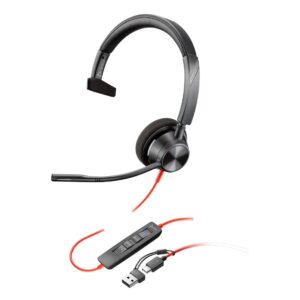 Produto: Headset HP Poly Blackwire 3310 Microsoft Teams USB-C/A - 8X216AA