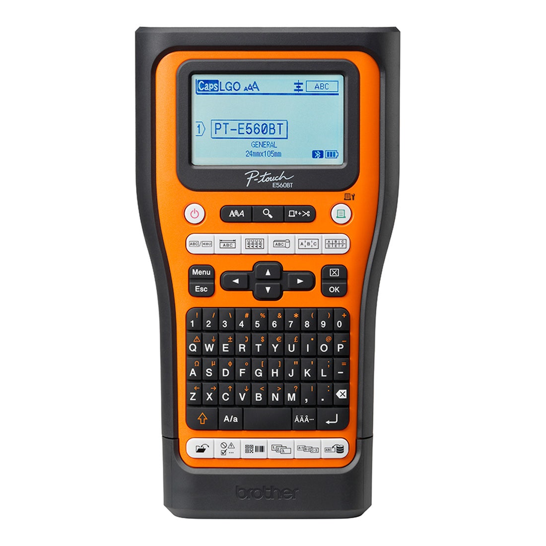 Produto: Rotulador Eletrônico Brother Portátil P-Touch Laranja 24 mm - PTE560BTVP